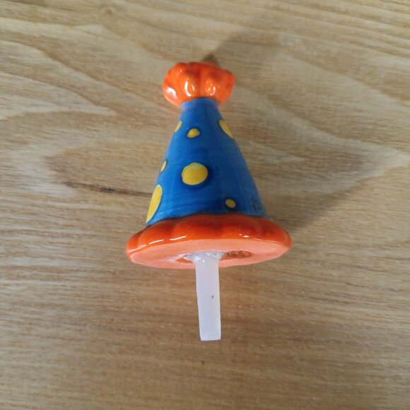 Nora Fleming Party Hat Mini Blue Orange Polka Dot Birthday Retired Rare - Picture 1 of 5